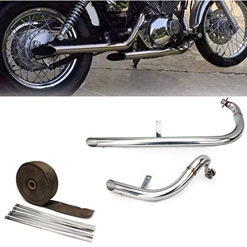 TARAZON Moto Tubos de escape + Silenciadores de escape + Colector De Escape Envolvente para Yamaha Virago 250 XV250 1988-2013
