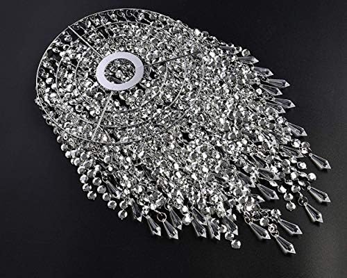 Waneway Chandelier Light Shade for Ceiling Pendant Light, Easy Fit Crystal Lamp Shade Lampshade for Bedroom, Living Room, Hallway, Wedding or Party Decoration, Diameter 22 cm, 3 Tiers, Silver