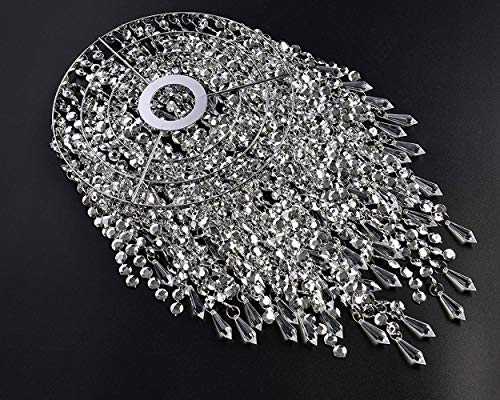 Waneway Acrylic Chandelier Shade, Ceiling Light Shade Beaded Pendant Lampshade With Crystal Beads And Chrome Frame For Bedroom, Wedding Or Party Decoration, Diameter 8.7 Inches, 3 Tiers, Silver #TOP3