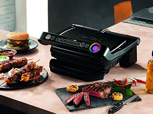Foto von TEFAL GC7128 OPTIGRILL+ Kontaktgrill schwarz [6 Automatikprogramme; manueller Modus mit 4 Temperaturstufen; perfekte Grillergebnisse dank Messung der Dicke]