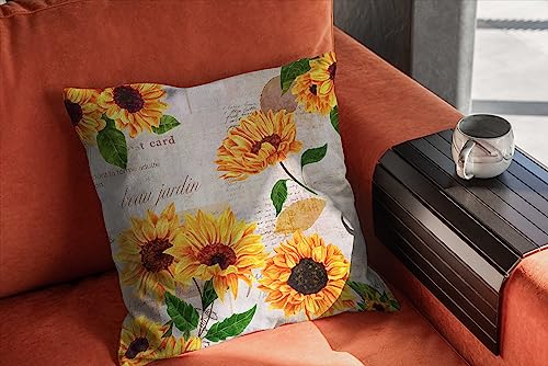 Sunflower Pillow Covers Set Of 2 Yellow Vintage Floral Throw Pillow Cover Soft Elegant Accent Decorative Couch Cushion Cover For Bed Living Room Chair Outdoor Waterproof Sofa Pillowcases 18X18 Inches #TOP1