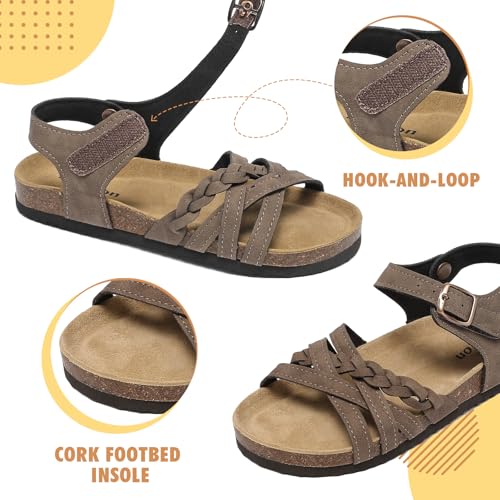 XTJSCBDSH Girls Boys Sandals with Cork Footbed Adjustable Buckle Braided Strap Sandals with Back Strap Open Toes Slides Sandals Summer Casual Shoes for Big Kids2