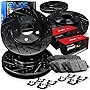 R1 Concepts Front Rear Brakes and Rotors Kit |Front Rear Brake Pads| Brake Rotors and Pads| Optimum OEp Brake Pads and Rotors |Hardware Kit|fits 2018-2021 Kia Stinger, 2019-2021 Genesis G70