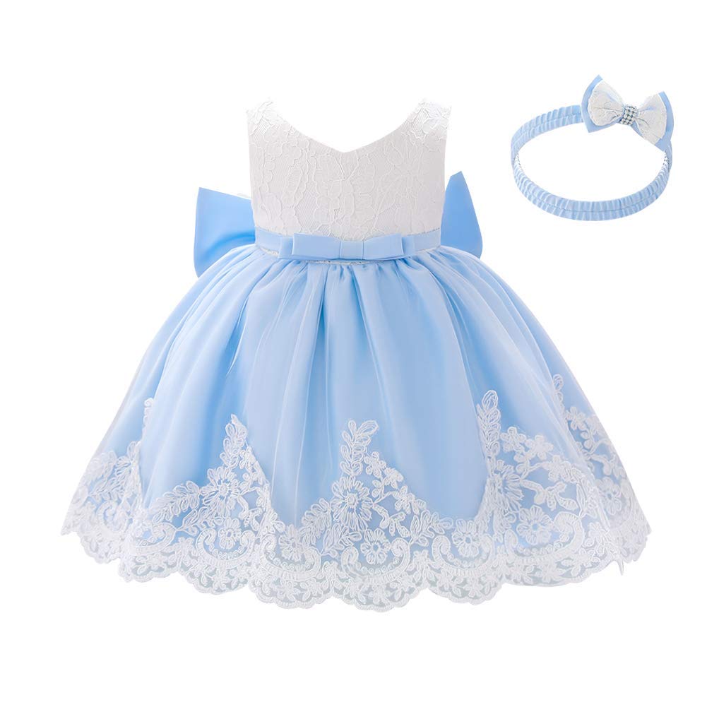 IMEKIS Abito da Bambina per Neonato Vestito da Principessa in Tulle con Gonna in Pizzo Abito da Cerimonia Matrimonio Bowknot Abito da Ballo da Sera Battesimo Festa di Compleanno Vestiti