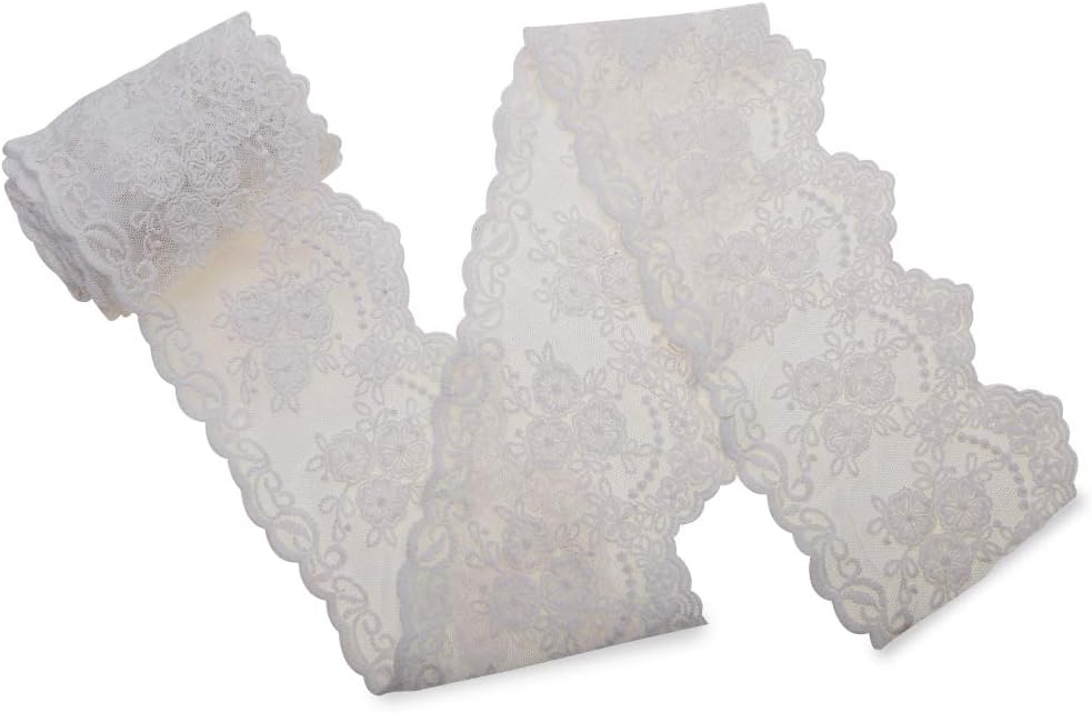 IDONGCAI Lace Trim Ribbon, Guipure White Lace Floral Delicate Crown Ribbon for Crafts Sewing and Bridal Wedding Dress Applique Decorations(3 inch Width 4 Yards) (Pack of 2)