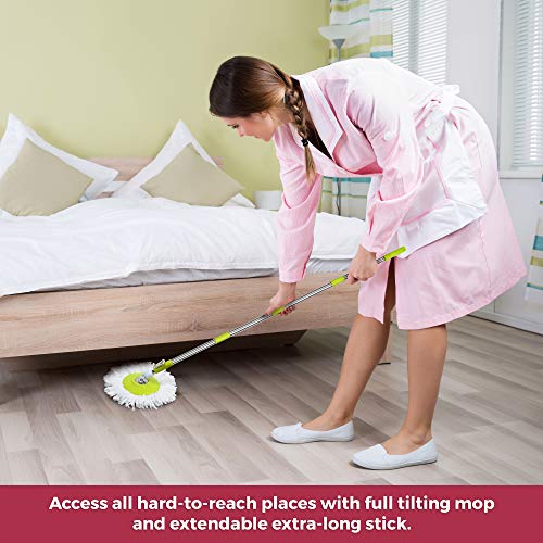 Green Direct Mop Stick Spin Mop Deluxe Bucket Cleaning System (Mop Stick and Microfiber Mop Head Included) - Thumbnail 3
