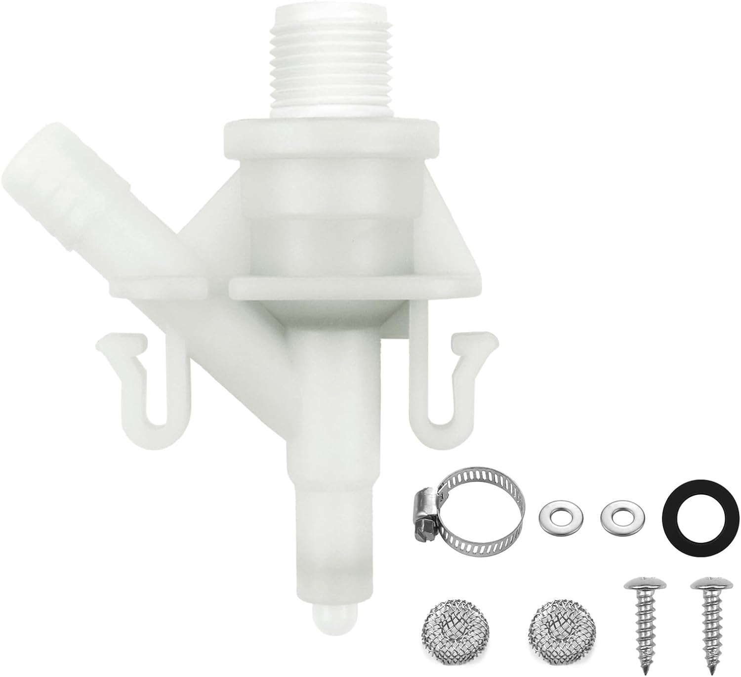 2 Pack 385311641 RV Toilet Water Valve Replacement Kit, Durable Plastic Water Valve Kit, for 300 310 320 Series for Dometic and Sealand Marine Toilet, Includes Hose Clamp and Fasteners