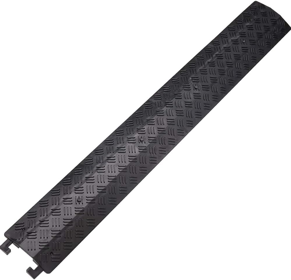 SHASALES Heavy Duty Rubber Cable Protector Bump/Hump Speed Breaker Heavy Duty Hose Cable Track Protector Protective Cover Wires Concealer Floor Cord Cover Cord Protector Black (Large)