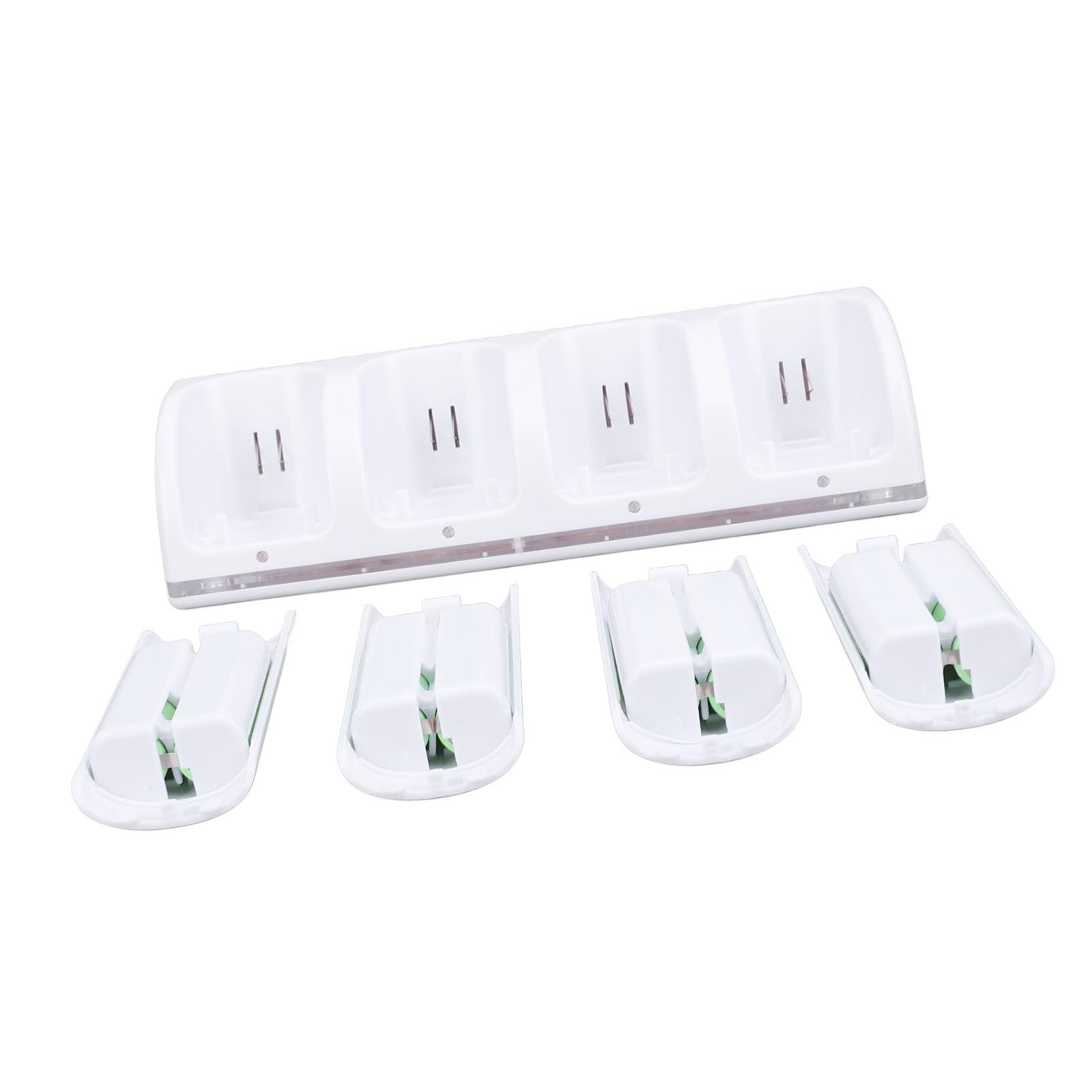 4 Fernbedienung Ladegerät Dock Station für Controller Ladestation mit 2800mAh Packs, LED-Licht-Display, USB-Kabel, Modisches Design (White)