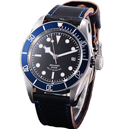 Montre automatique homme prestige verre saphir inrayable et cadran noir analogique
