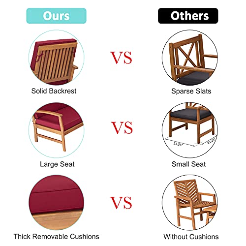 Kinbor Patio Furniture Set Outdoor Wood Sectional Seat Garden Conversation Sofa Set With Coffee Table #TOP2