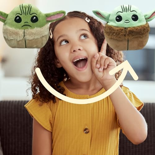 Image of Fusked Flufies Reversible Yoda Plush Stuff Toys for Kids - Show Your Mood with Star Wars Baby Yoda Soft Toy - Washable and Safe Baby Doll for Birthday Gift