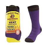 LANDUNCIAGA Women's Insulated Hiking Socks Extreme Cold Socks Bulk Acrylic Thermal Indoor Heated Holder Boot Crew Socks Comfy Thick Warm Winter Fuzzy Socks Bed Socks for Cold Feet, Medium, Purple
