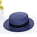 Produktbild ADBQM Damen Zylinder Sonnenschirm Hut Persönlichkeit Mode Bogen Strand Sonne Sonnenhut Papier Gras Material Bequem Atmungsaktiv Sonnenhut 8 Farben Optional mit winddichtem Seil (Color : Navy)