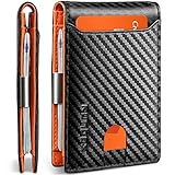 RUNBOX Slim Wallets for Men - Leather Money Clip Mens Wallet - RFID Blocking Front Pocket Bifold Wal