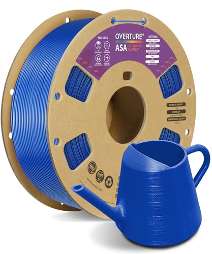 Image of OVERTURE ASA Filament 1.75mm, UV & Weather Resistant for Outdoor | High Impact Strength & Heat Resistance Up to 96C, 1kg (2.2lbs) Cardboard Spool, Fits Most FDM Printers (Blue)