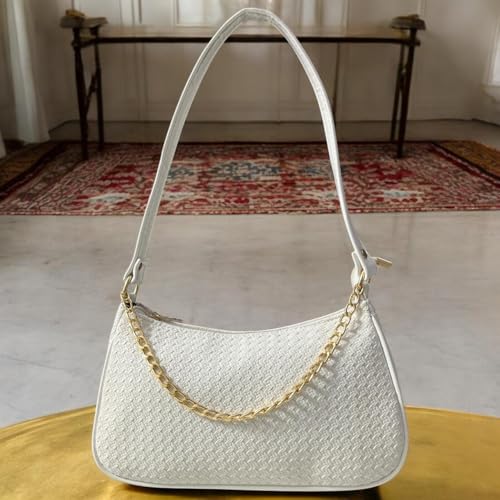 Image of DAISY STAR Woven Textured Shoulder Bag with Gold Chain Detail II Shoulder Handbag for Girl & Women II