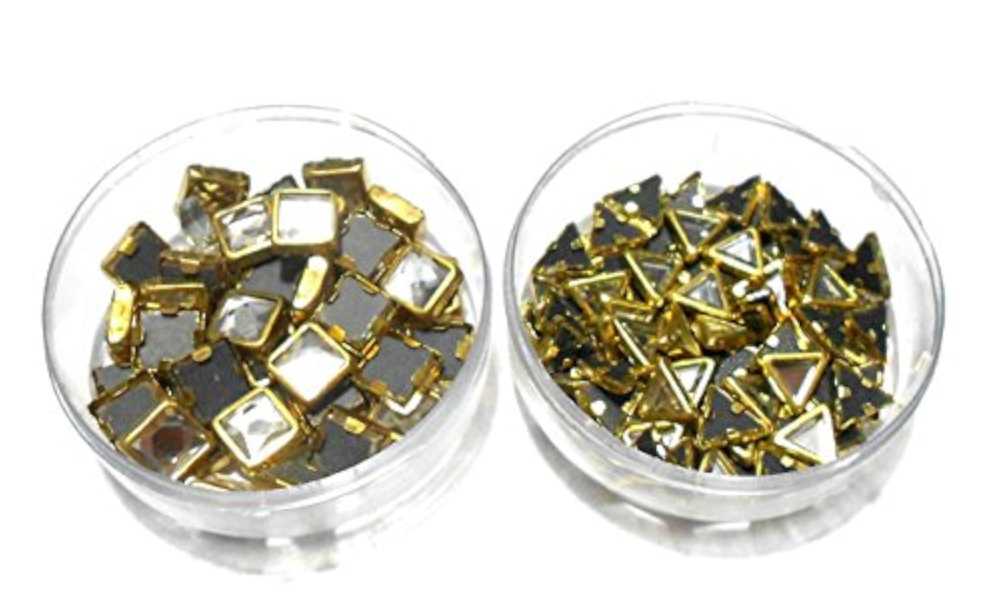 Kundans Bezels Pastable for Jewelry Making Crafts, Combo 2-Square Shape and Triangle Shape 2 Boxes