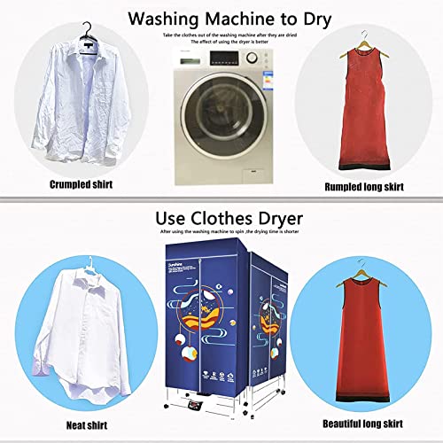 Secador elétrico de 2 camadas para roupas, máquina de secar roupa para apartamentos, dobrável e port