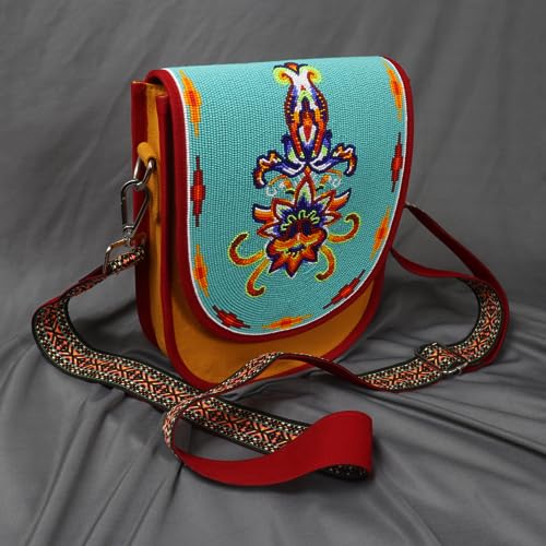 Image of Handmade Beaded Handbag, Native American Style Crossbody bag, Czech Glass Beads Shoulder Bag, Unisex Handbag.