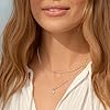 Dochais Ladies 14K Gold Plated Zirconia Pendant Necklace - Gold Square Solitaire Choker Waterproof Mini CZ Necklace Layered Chain Silver/Gold Chains Jewellery #4