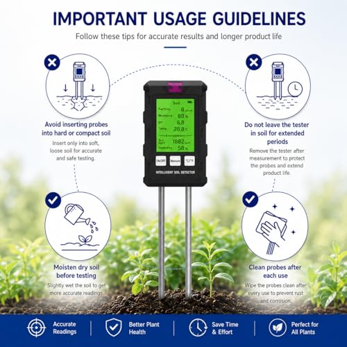 Image of Bionexis 6-in-1 Digital pH Meter for Soil Testing | Accurate Soil Moisture, pH, Fertility, Light, Temperature, Humidity, Tester for Garden, Farm, Indoor & Outdoor Plants