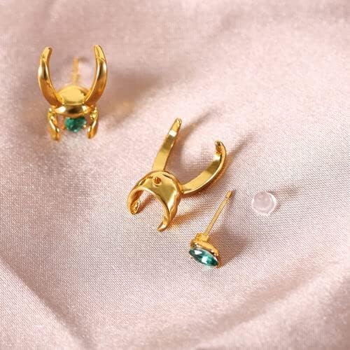 Loki Helmet Earrings Golden Earrings Casual Jewelry Rhinestone UNISEX Stud Skull Crystal Earrings Merch Halloween Cosplay Party Costume Accessories Supplies Gift3