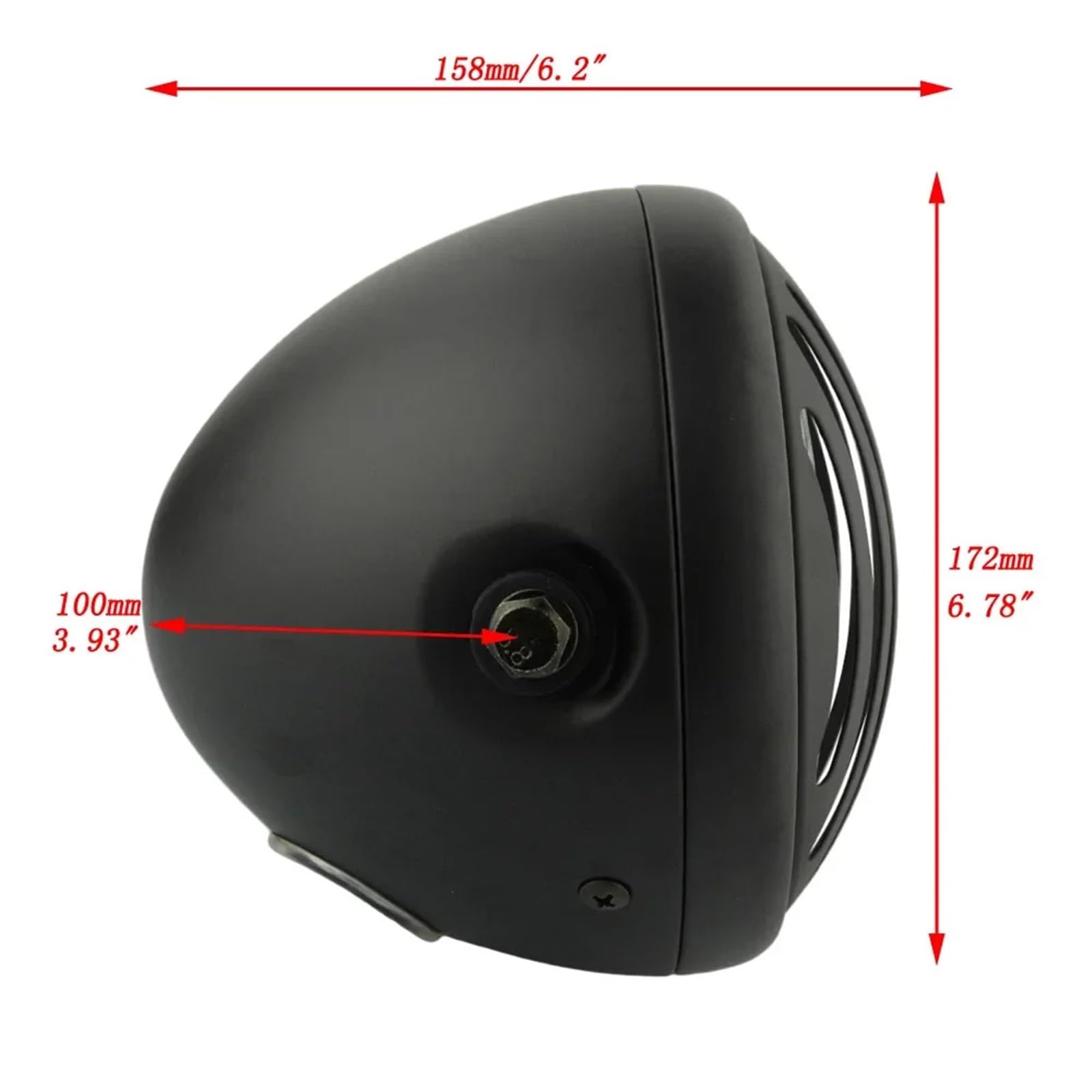 Feux Avant Moto pour Cruiser pour Chopper pour Café pour Racer pour Bobber Grille De 6.5 Pouces Phare De Moto Vintage Phare Avant Moto(Black Clear Lens)