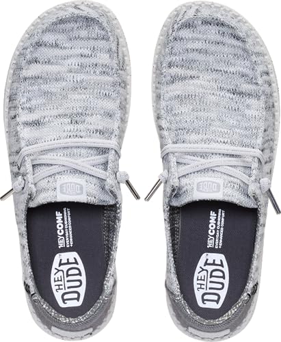 Image of HEYDUDE Women's Wendy Knit Shimmer Slip On Loafers | Lightweight Knit Shoes | Easy On Travel Ready