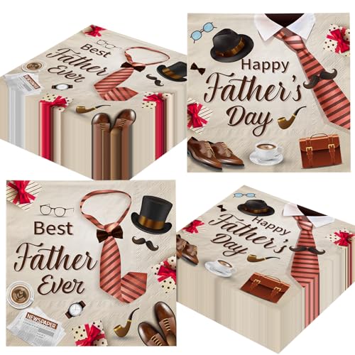 Fathers Day Decorations 48Pcs Happy Fathers Day Disposable Napkins Best Dad Party Supplies for Happy Fathers Day Decorations