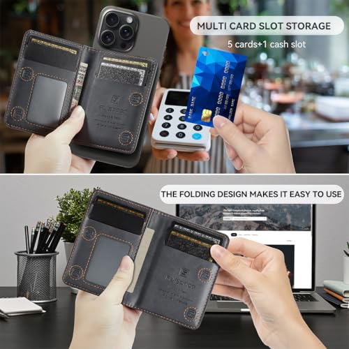 Image of ZORBES for MagSafe Wallet Magnetic RFID Blocking Card Holder Compatible with MagSafe Phones and Cases, Strong Magnet Minimalist Phone Wallet for iPhone 17 /16 /15 /14 /13 /12 / Pro /Max /Plus, Black