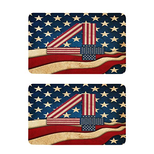 Qilmy Vintage Amercia Flag 4Th of July Fridge Magnets Magnetic Tape Squares Metal Stickers Rectangulars Refrigerator Magnetic Plate with Adhesive for Office Dishwasher Kitchen Decoration 2PCS