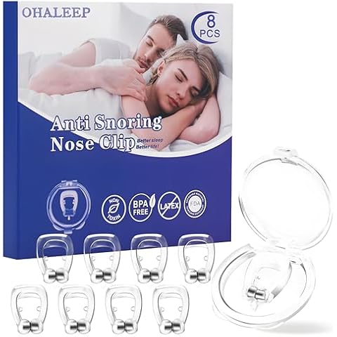 Anti Snoring Devices,Snore Stopper with Adjustable Magnet, Silicone Nose Clip Stop Snoring, Effective to Relieve Snoring, Snoring Solution Comfortable and Quieter Sleep, Clear, M Cover