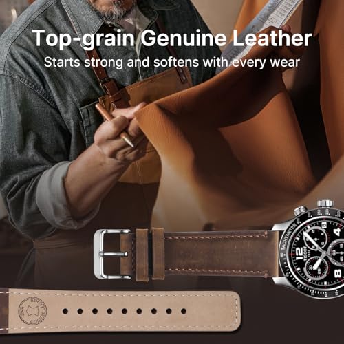Image of Fullmosa 2 Pack 20mm Leather Watch Bands Quick Release Watch Strap for Men Women, Soft Replacement Strap Wristband with Stainless Steel Buckle,20mm Saddle Brown&Silver /Black&Silver | 2 Pack Straps for Vivoactive 6 /5, Venu Sq /Sq 2, Samsung Galaxy 7 /6 /5, Gear S2 Classic, Saddle Brown+Silver /Black+Silver