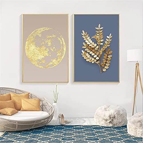 Affiches et impressions abstraites dorées pour sublimer la décoration de la chambre moderne
