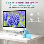 Microscope numérique pour enfants Miniscope portatif - 4K 2.0" Écran rechargeable 1000X Mini Pocket Portable grossissant verre Edu Apprendre la science jeu cadeau avec des diapositives kit 4-12 enfants étudiants (Cyan)
