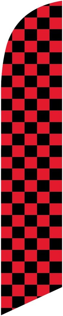 Black and White Checkered Dealership Feather Banner Swooper Full Sleeve Flag, Replacement Flag only