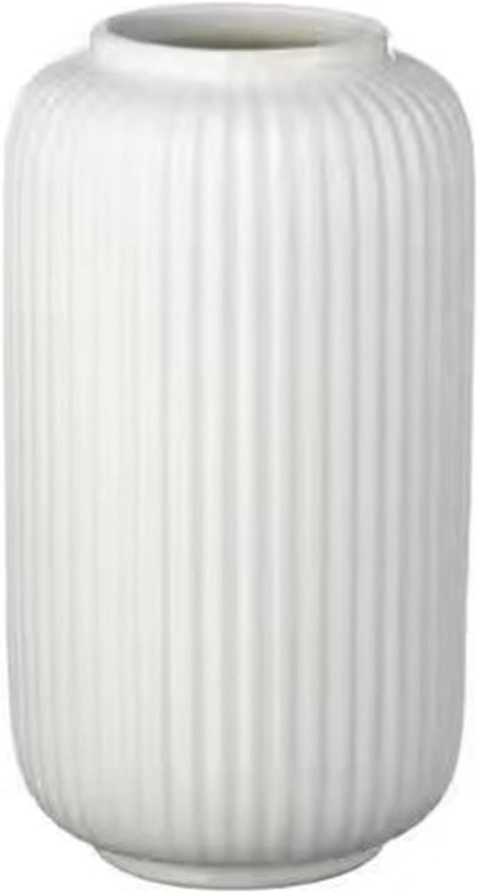 Vase Modern Home Flowers Green Plants Vases White Simple Stripes Dry Flowers Flower Arrangement Living Room Bedroom Coffee Table Table Top Decoration Suitable for dining and living room home decoratio