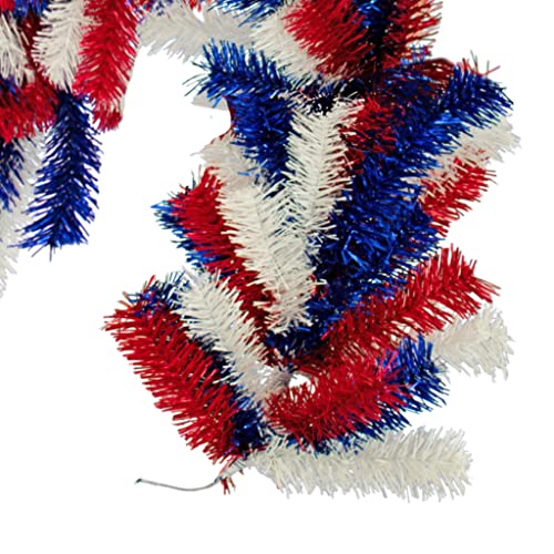 4Th Of July Christmas Garland Red White & Blue Mixed Tinsel Brush American Patriotic Themed Wired Wall Hanging - 6Ft Length #TOP3