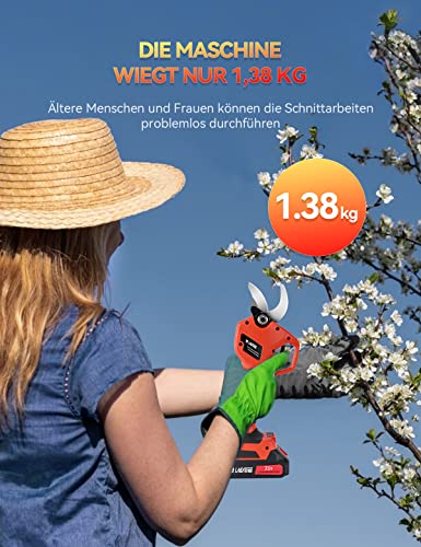 Akkuschere Lagatuns – Elektrische Gartenschere mit 2 Akkus 21V