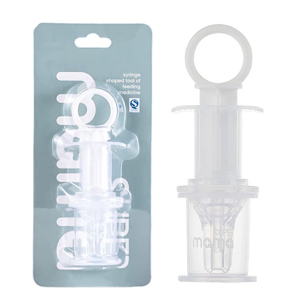 SuperMama Baby Medicine Feeder Dispenser, Silicone Baby Oral Feeding Syringe, Toddler Dropper Feeder with Nipple Pacifier for Feeding Medicine/Water/ Juice Suitable for Infants Newborns 40 ml