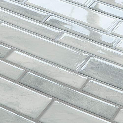 Yoillione 5 Sheets Self Adhesive Wall Tile 3d Peel and Stick Tiles Tile Stickers for Kitchen, Stick on Tiles for Bathroom tile Transfers Waterproof Backsplash Tiles Grey, 12"x12"