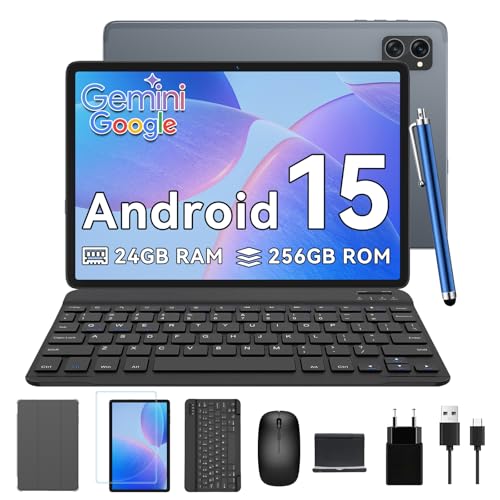 TABWEE T20 Tablet Android 15 con Teclado - 24GB RAM+ 256GB ROM(2TB TF), Octa-Core, 5000 mAh,...