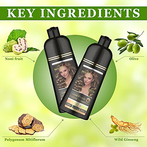 Herbishh Hair Color Shampoo for Gray Hair – Natural Hair Dye Shampoo – Colors Hair in Minutes–Long Lasting–500 Ml–3-In-1 Hair Color–Ammonia-Free | Herbishh (Gold Blonde)