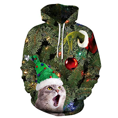 Pull de Noël chat imprimé 3D le cadeau idéal et amusant pour les fêtes