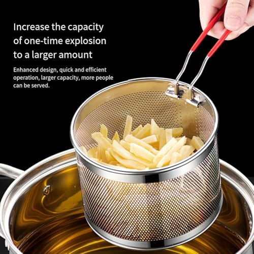 Miniatura 4 de Gancei Cestas De Pasta De Acero Inoxidable Para Hervir Y Cocinar Al Vapor, Y Se Adapta A Ollas Medianas Y Ollas, Diseñadas Para Drenar Fideos Y Verduras Al Vapor 05