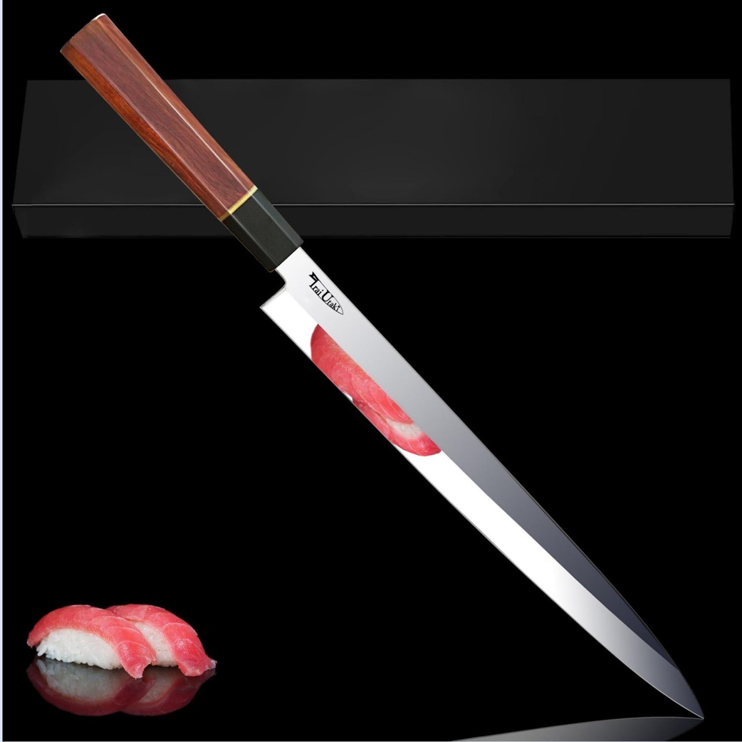 Irai Utaki 刺し身包丁 柳刃包丁 刃渡り290mm 片刃 右利き 本格身卸包丁ハイカーボンステンレス鋼複合鍛造 八角型ウッドハンドル 刺身 巻き寿司切り プロ料理人用刺身柳刃 和包丁 プレゼント(290mm)