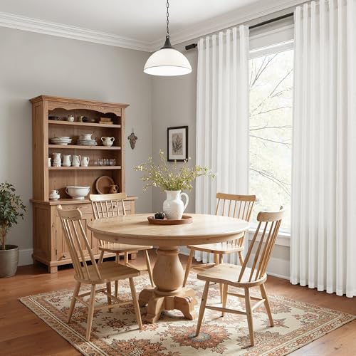 Image of Joywell Extra Long Linen Curtains 112 Inches for Living Room Natural Linen