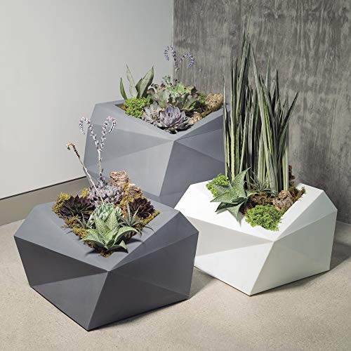 Crescent Garden Modern Geometric Origami Planter, Plant Pot, 26-Inch (Alpine White) #TOP6