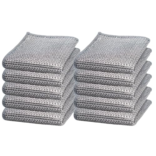 Paquete de 10/20 trapos para lavar platos de alambre de acero antiarañazos – Almohadillas de fregado de doble capa para platos húmedos y secos, paños de limpieza de cocina para fregaderos y estufas